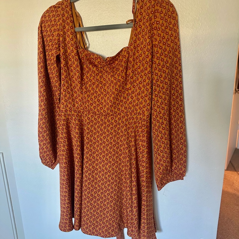 Rust Orange floral Dress